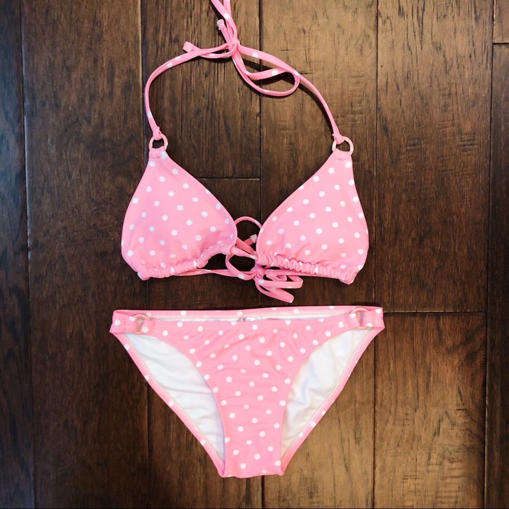 Pink polka dot bikini